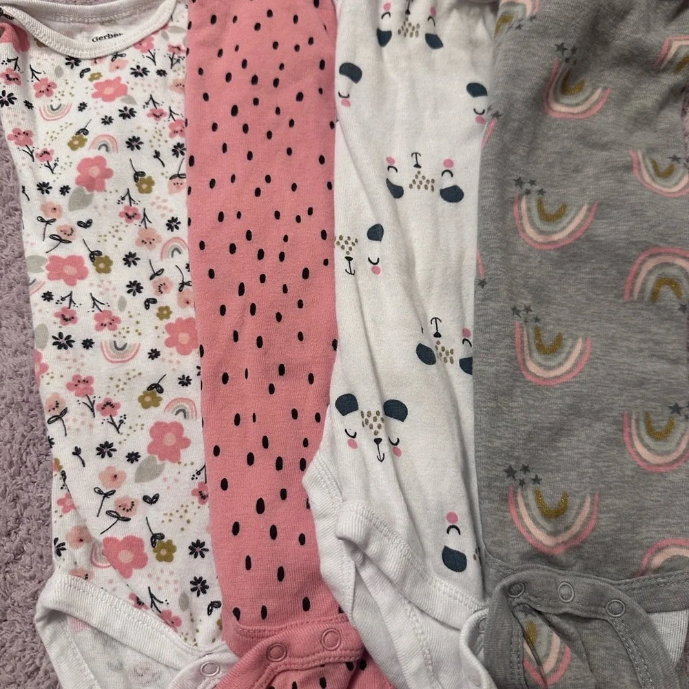 Gerber 12M Baby Girl Bundle Floral Rainbow 6pc